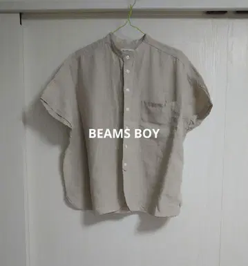BEAMS BOY 린넨 솔리드 스탠드 카라 셔츠