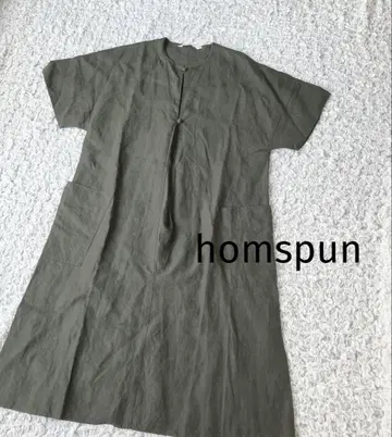 homspun 린넨 박스 원피스 카키 size 프리