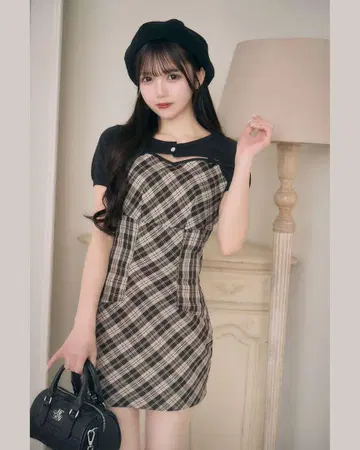 미사용 새상품 미셸 마카롱 리본 캐미 원피스 앙상블 프리 사이즈