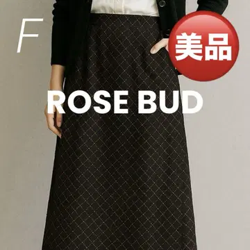 미사용 ROSE BUD 로즈버드 레이스 스커트 올 패턴 블랙 x 브라운