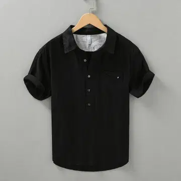 블랙 피케 셔츠 반팔