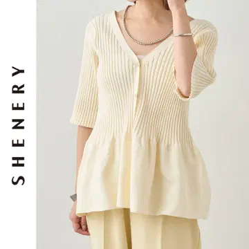 새상품 SHENERY 2WAY 페플럼 니트 시너리 화이트