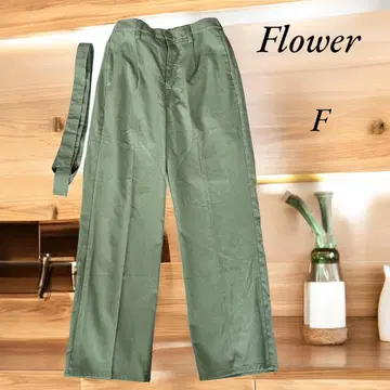 Flower 올리브 그린 와이드 팬츠 F 동일 원단 벨트 포함 택 포함