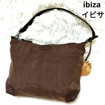[컨디션 최상] ibiza 이비자 핸드백 브라운 하트 코끼리 나일론