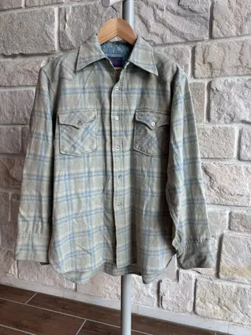 70년대 Pendleton 울 플란넬 셔츠 빈티지 L