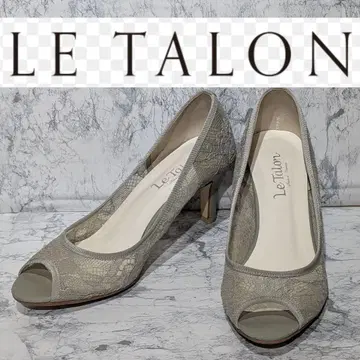 Le Talon 레이스 오픈토 펌프스 꽃무늬 그린 계열 24cm 일본제