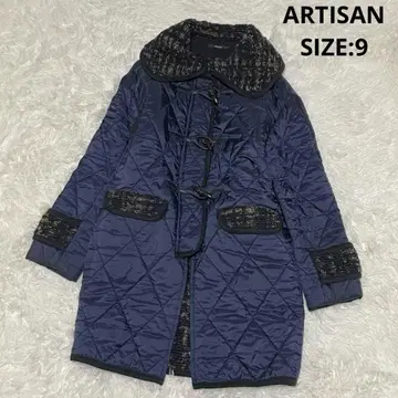 ARTISAN 더플 퀼팅 코트 안감 니트 트위드 9 네이비