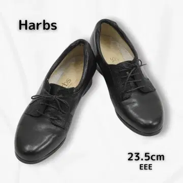 Harbs 슈레이스 가죽 힐 신발 블랙 23.5cm(EEE) 일본제