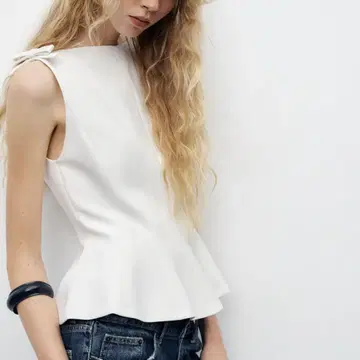 zara 리본 페플럼 상의 S