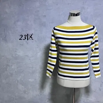 23구 티셔츠 긴팔 보트넥 보더 32 멀티 컬러 4042