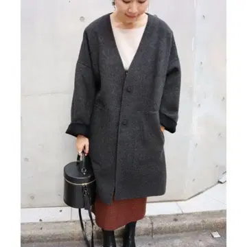 이에나 해밀턴 라무 W 페이스 리버서블 코트 블랙 차콜 그레이