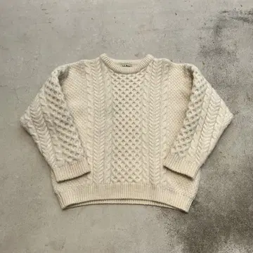 80's L.L.Bean 아란 니트 피셔맨 니트 아이보리