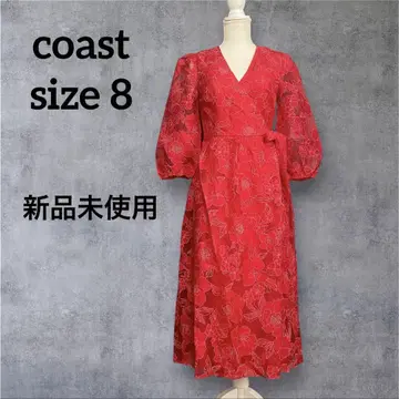 coast V넥 롱 원피스 카슈쿨 시어 벌룬 슬리브 S