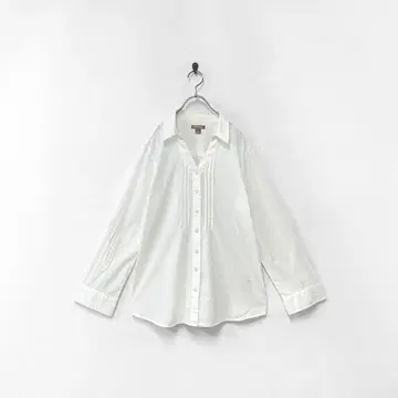 White Stag 화이트 스태그 긴팔 셔츠 화이트 체크 핀턱