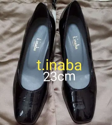 t.inaba 에나멜 펌프스 큐빅 23cm 블랙 새상품급