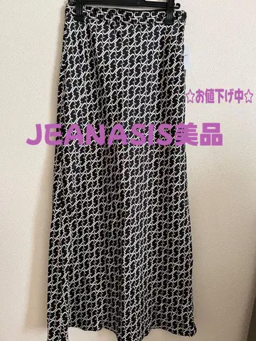 JEANASIS 롱 스커트 블랙 화이트 무늬 롱 스커트 택 포함 새상품