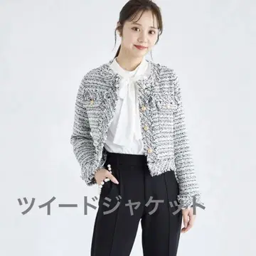 골드 버튼 프린지 믹스 트위드 자켓 [jalder 자]