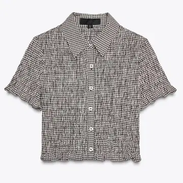 ZARA 크롭 체크 셔츠 S