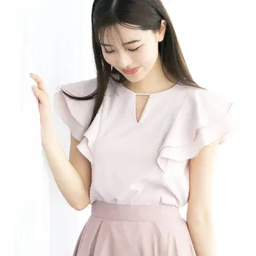 미슈마슈 펄 장식 더블 프릴 블라우스