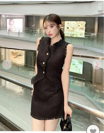 이번 시즌! Cheri me 블랙 트위드 스커트 셋업 미사용 새상품