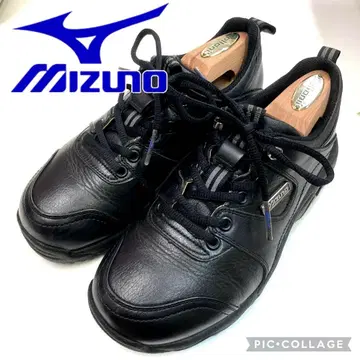 컨디션 최상 Mizuno 블랙 가죽 스니커즈 워킹 23.5 EEE