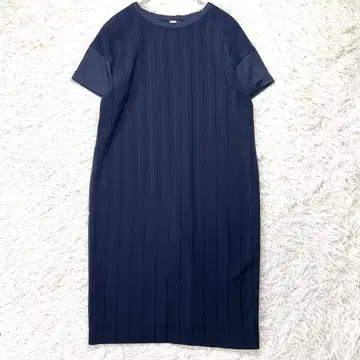 UNTITLED 고급 루즈핏 원피스 앞뒤 절개 스트라이프 네이비 3/L