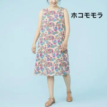 호코모모라 레트로 기하학 패턴 슬리브리스 A라인 원피스 40 여름