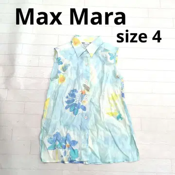 233 Max Mara 슬리브리스 셔츠 스카이블루 플라워 프린트 4