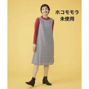 미사용 호코모모라 레트로 올 패턴 A라인 슬리브리스 원피스 봄 여름 가을