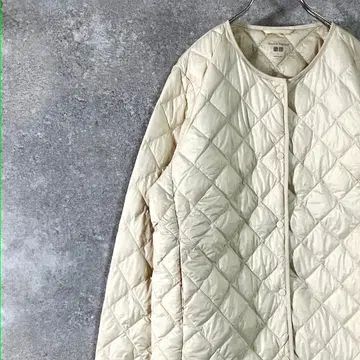 UNIQLO 나일론 자켓 긴팔 아이보리 무지 폴리에스테르 경량