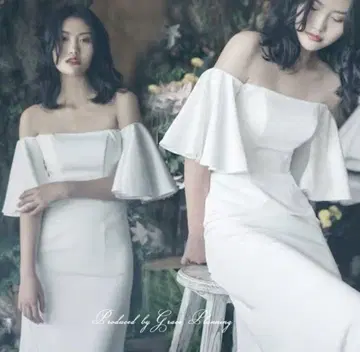 웨딩 드레스 오프숄더 플레어 소매 A라인 레이스업 타입