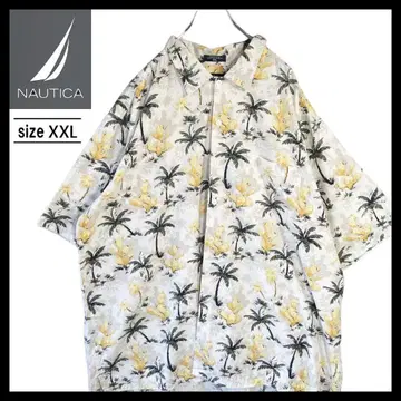 노티카 NAUTICA 알로하 셔츠 반팔 야자수 패턴 구제 의류 2XL
