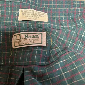 L.L.Bean 그린 및 빨간색 체크 플란넬 셔츠 14 1/2 - 32