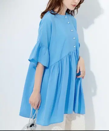 라비앙제 개더 플레어 튜닉 4L 블루