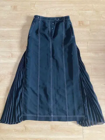 Ameri Vintage 사이드 플리츠 롱 스커트 사이드 지퍼 새상품급