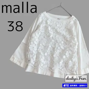 malla 입체 플라워 레이스 티셔츠 보트넥 일본제 38 M 화이트