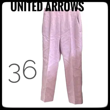 UNITED ARROWS 사쿠라색 연보라 센터 플리츠 스트레이트 36 S