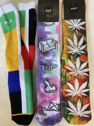 인기 있는 HUF의 롱 삭스 3족 세트 새상품 유니섹스, 24-26cm