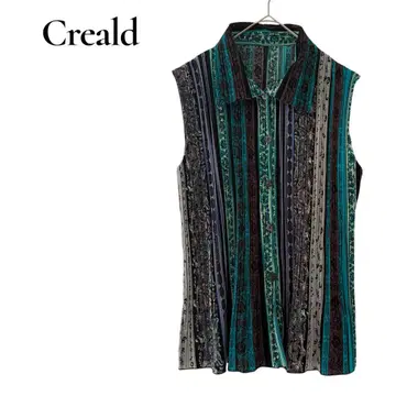 Creald 클레알드 슬리브리스 상의 셔츠 올 패턴 에스닉 개성적