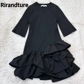 컨디션 최상 리랜드 튤 Rirandture 러플 헴 미니 니트 원피스