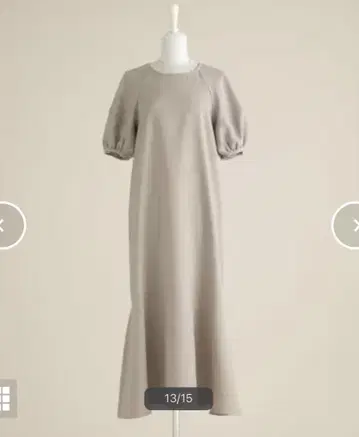 나노 유니버스 베이지 퍼프 슬리브 머메이드 원피스