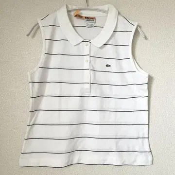 LACOSTE 라코스테 피케 셔츠 슬리브리스 보더 42 LL 사이즈