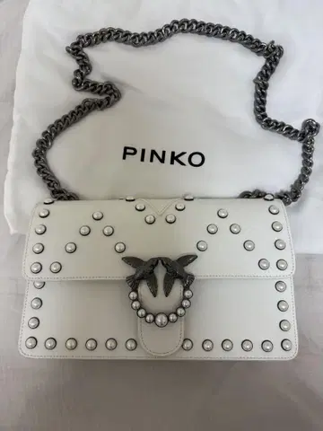 PINKO 스터드 화이트 숄더백