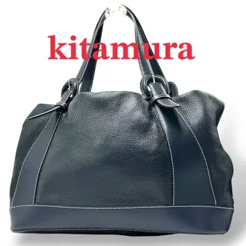 키타무라 Kitamura 가죽 토트백 네이비