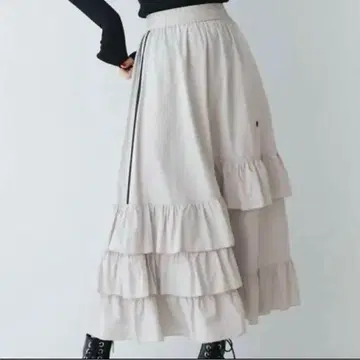 jouetie 라인 프릴 플레어 스커트 아이보리