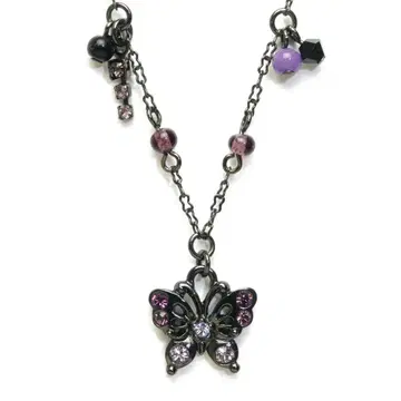 새상품급 안나수이 버터플라이 목걸이 블랙 핑크 ANNA SUI