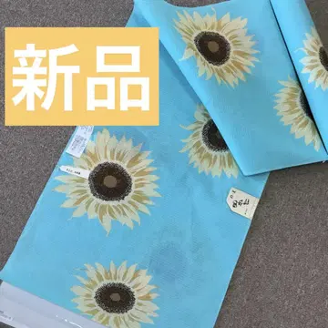 [새상품] 스카이블루 해바라기 무늬 유카타 옷감