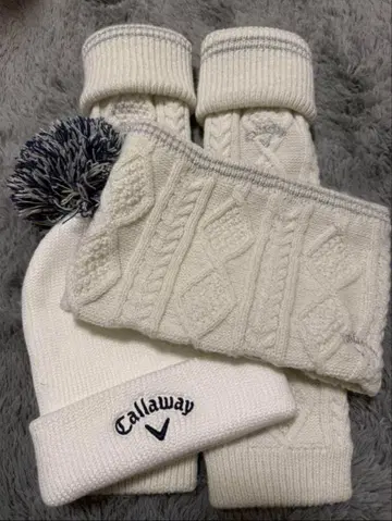 Callaway 니트 모자 & 넥 레그 워머 세트