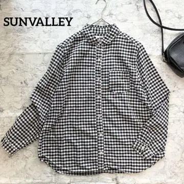 [ SUNVALLEY ] 선밸리 깅엄 체크 코튼 긴팔 셔츠 네이비