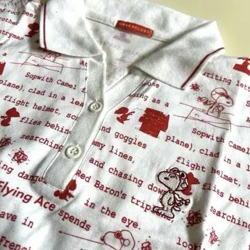 새상품급 그린 클럽 스누피 패턴 반팔 피케 셔츠 L
